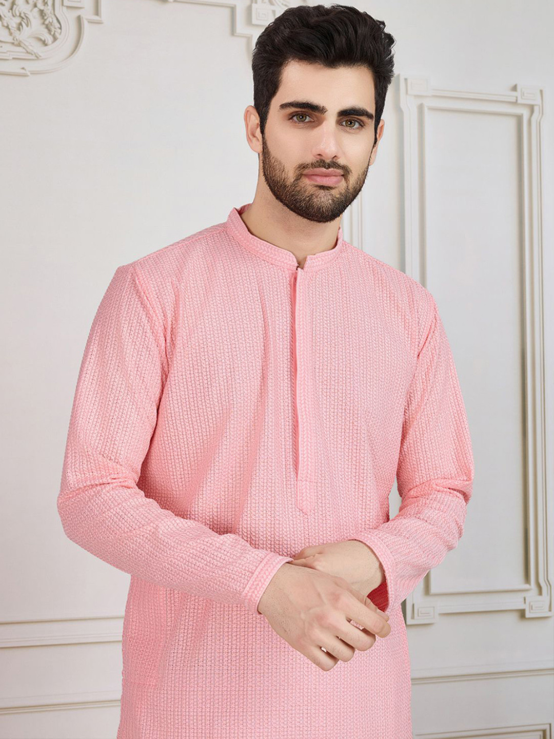 House of Pataudi Embroidered Cotton Straight Kurta