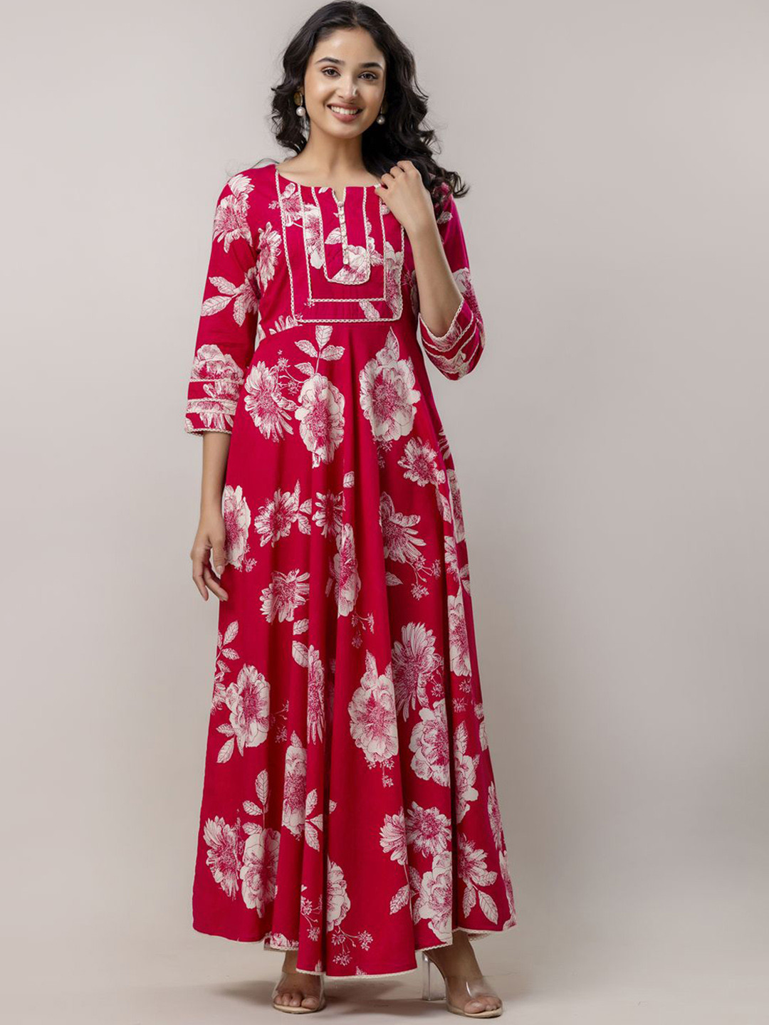 Da Vastraagaar Women Printed Thread Work Floral Anarkali Kurta