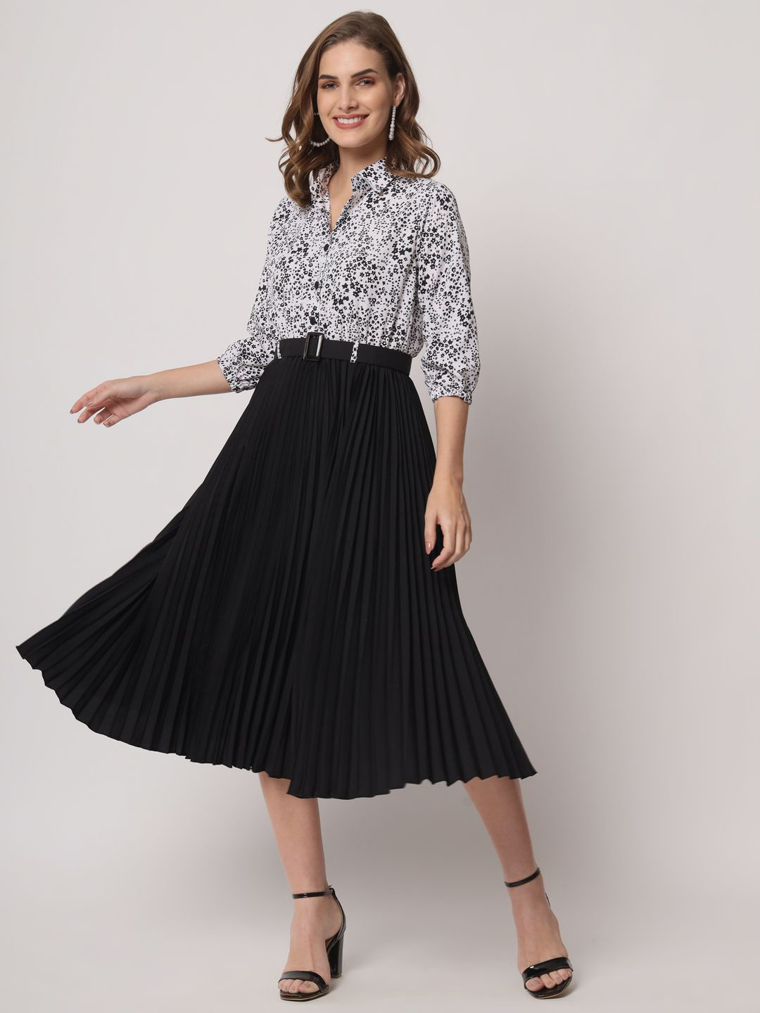 OTABU Print Applique A-Line Midi Dress