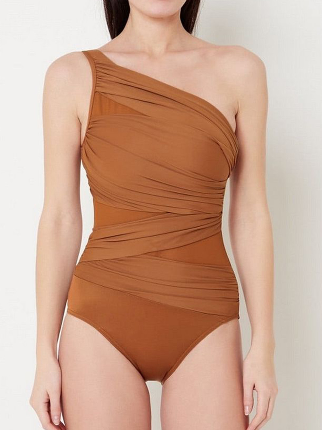LULU & SKY Ruched-Detail One Shoulder Swimsuit