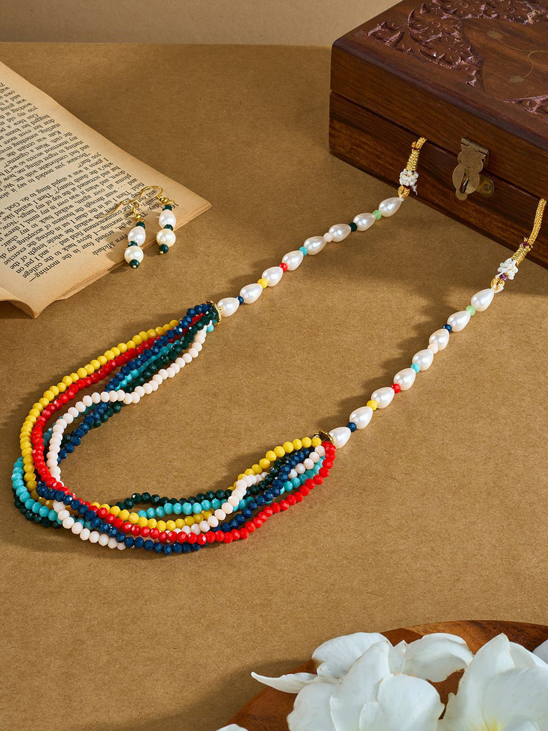 TEEJH Gold-Plated Chakra Beaded Jewellery Set