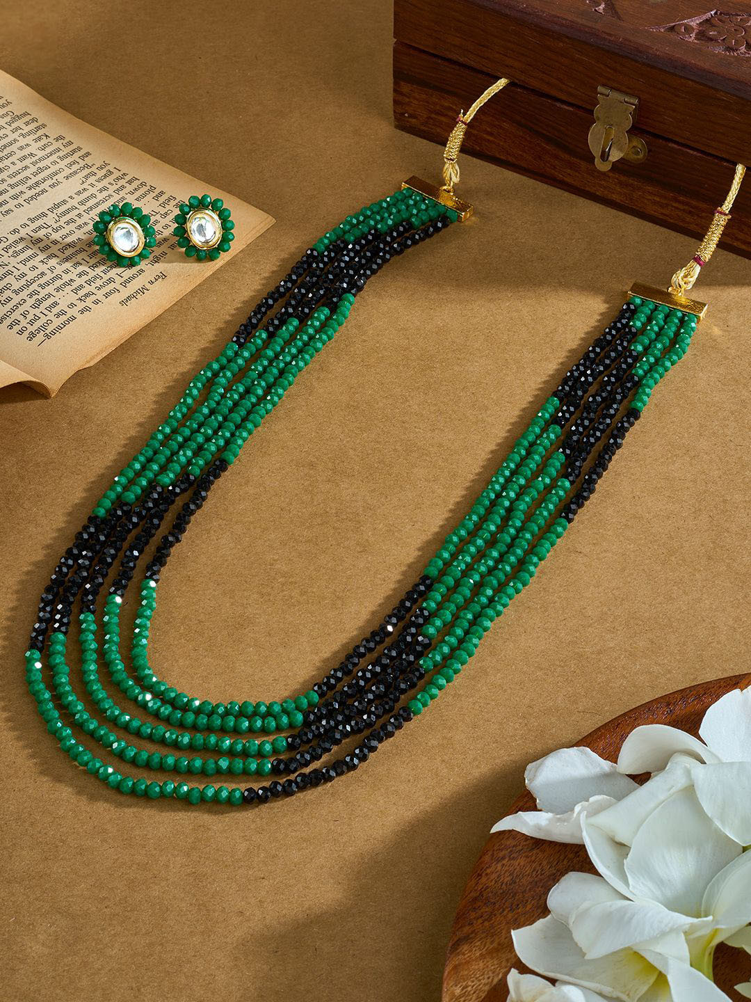 TEEJH Anmol Gold-Plated Beaded Jewellery Set