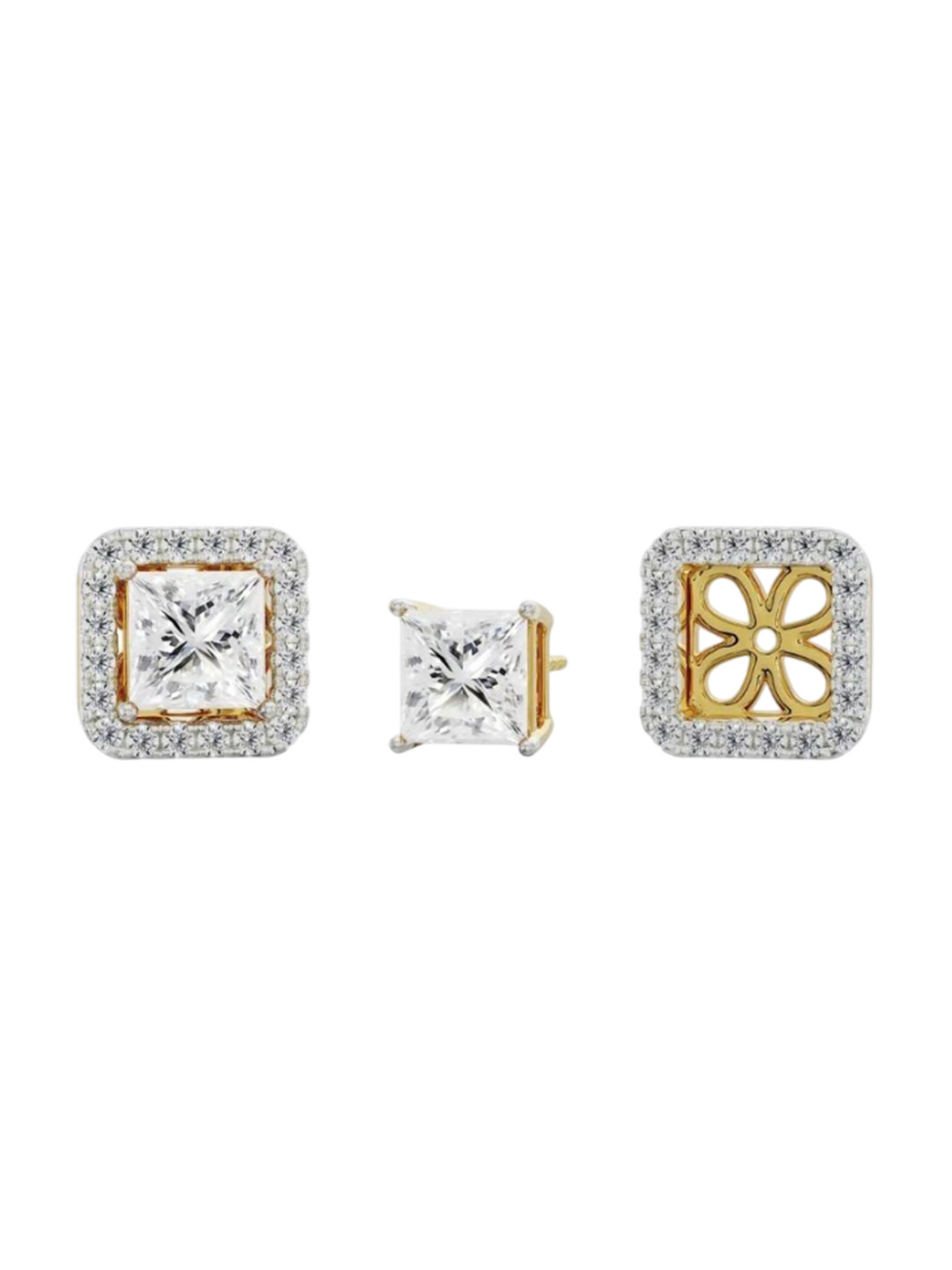 Emori 0.50 CT Princess Frame Lab Diamond Earring in 18KT Gold