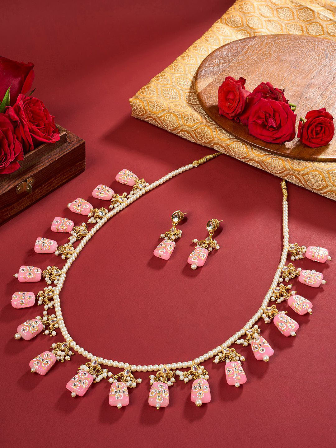 TEEJH Idhika Gold-Plated Beaded Jewellery Set