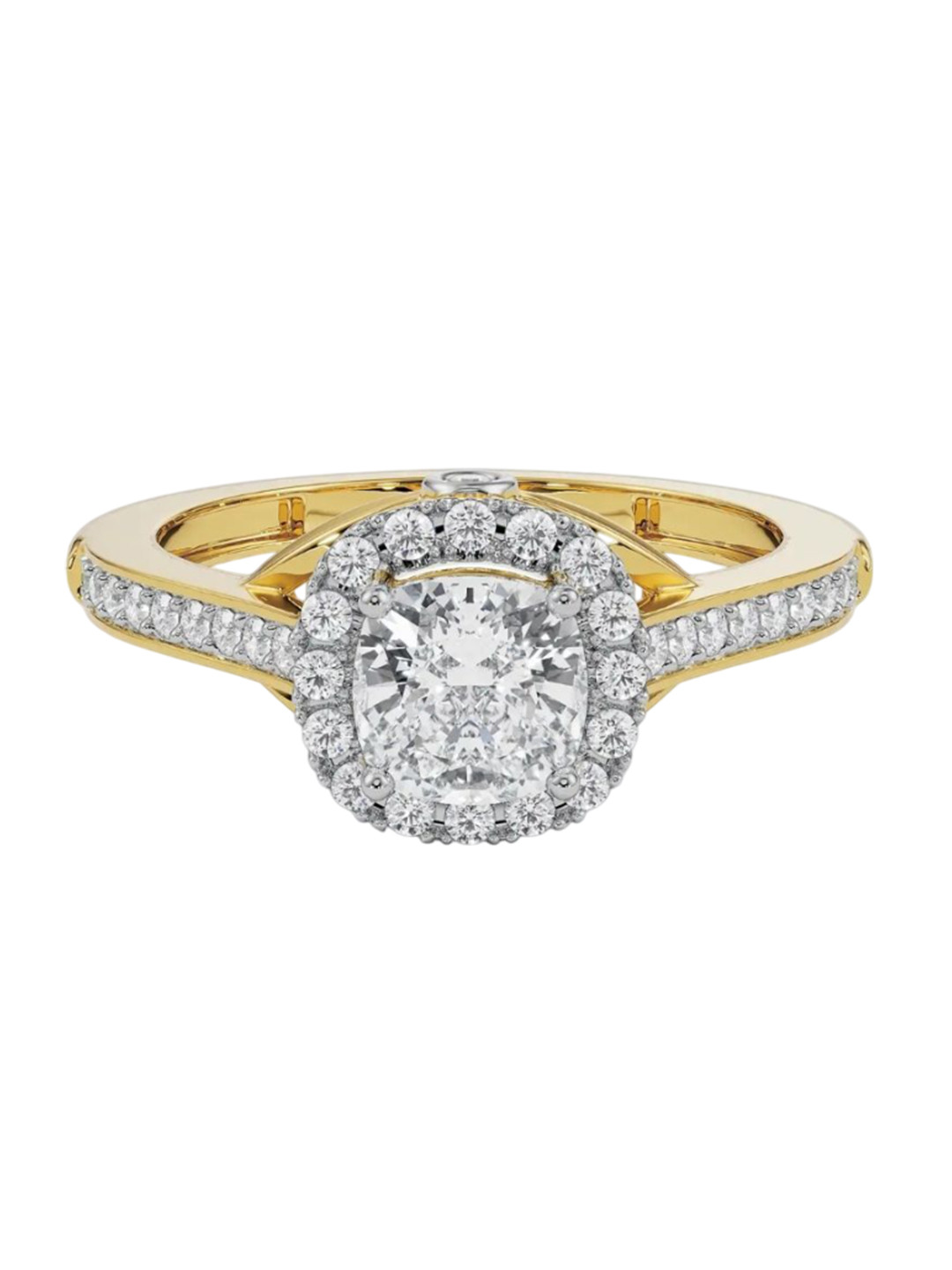 Emori Royal Halo Solitaire Engagement Lab Diamond Ring in 18KT Gold
