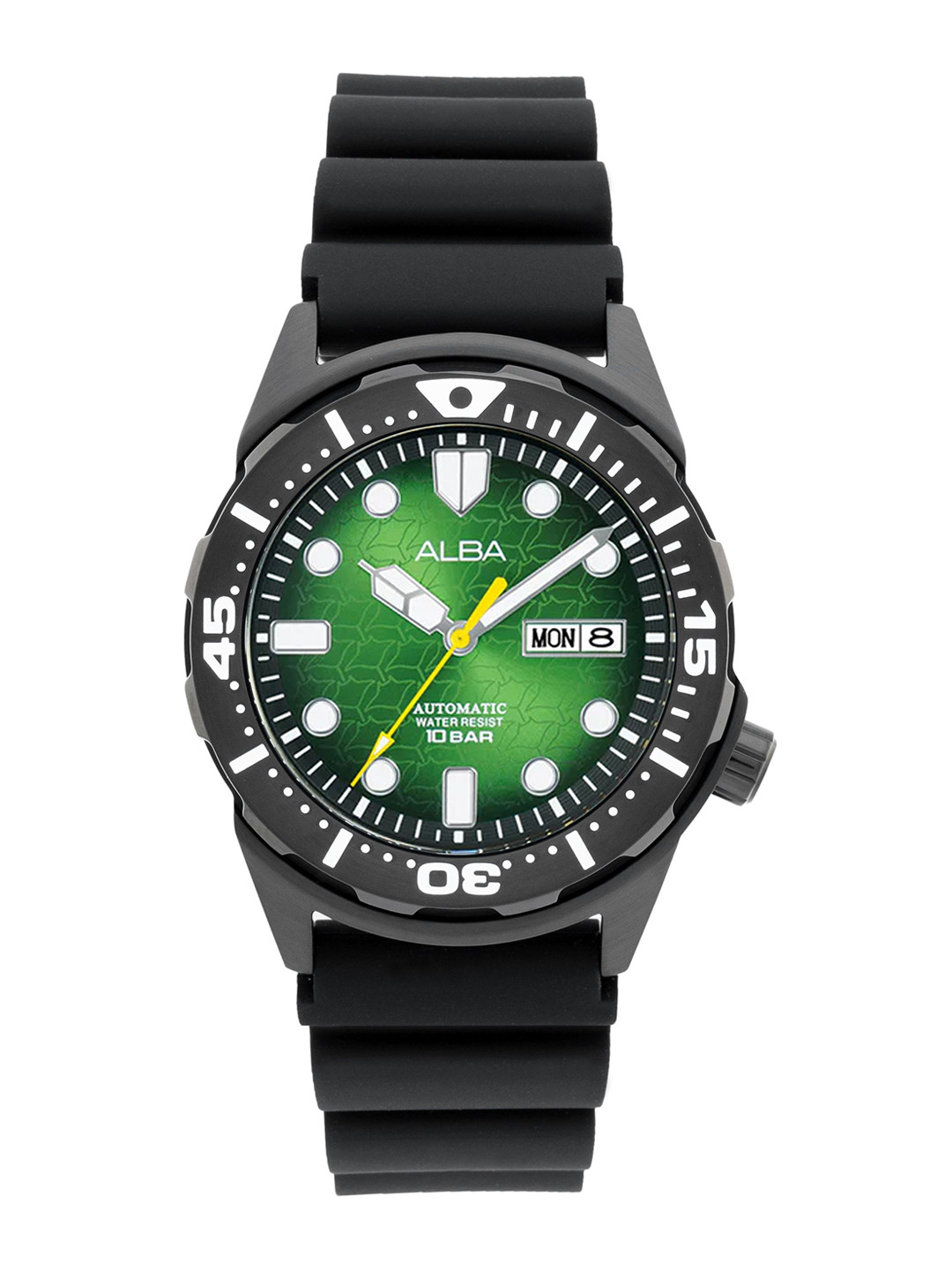 Alba by seiko Green Dial With Black Rotating Strap Automatic Watch-AL4445X1