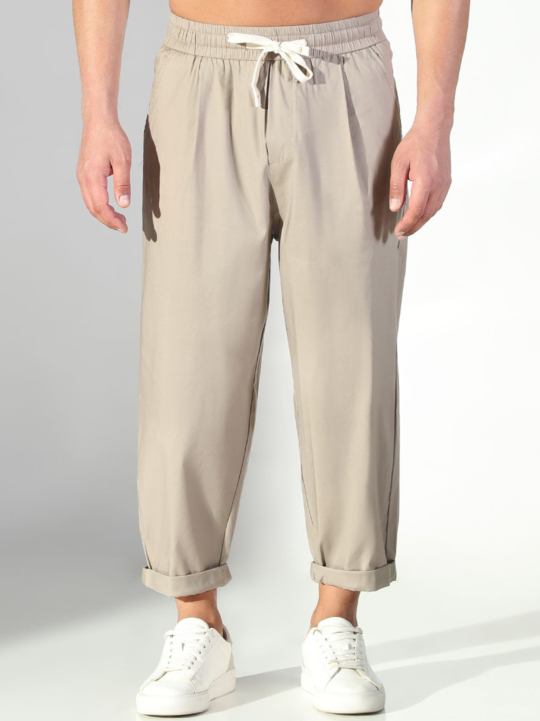 SHOWOFF Men Comfort Relaxed Fit Low-Rise Pleated Korean Pants