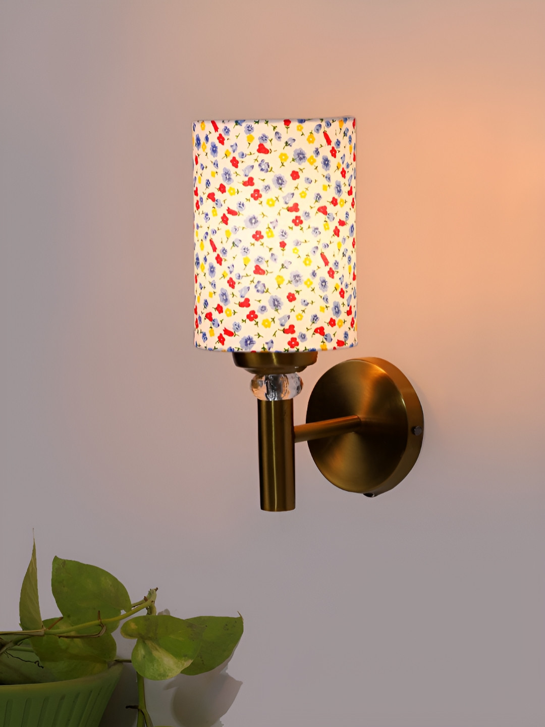 Devansh Antique Wall Lamp With Cotton Shade