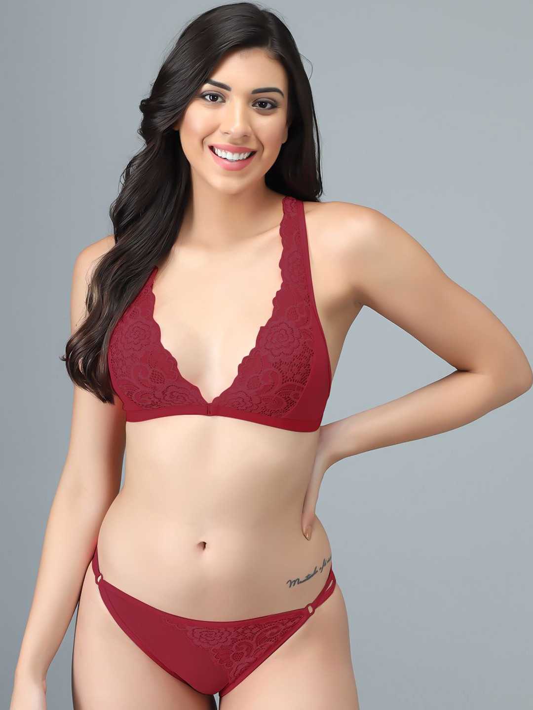 EFFECTINN Non-Padded Lingerie Set 1273_Maroon