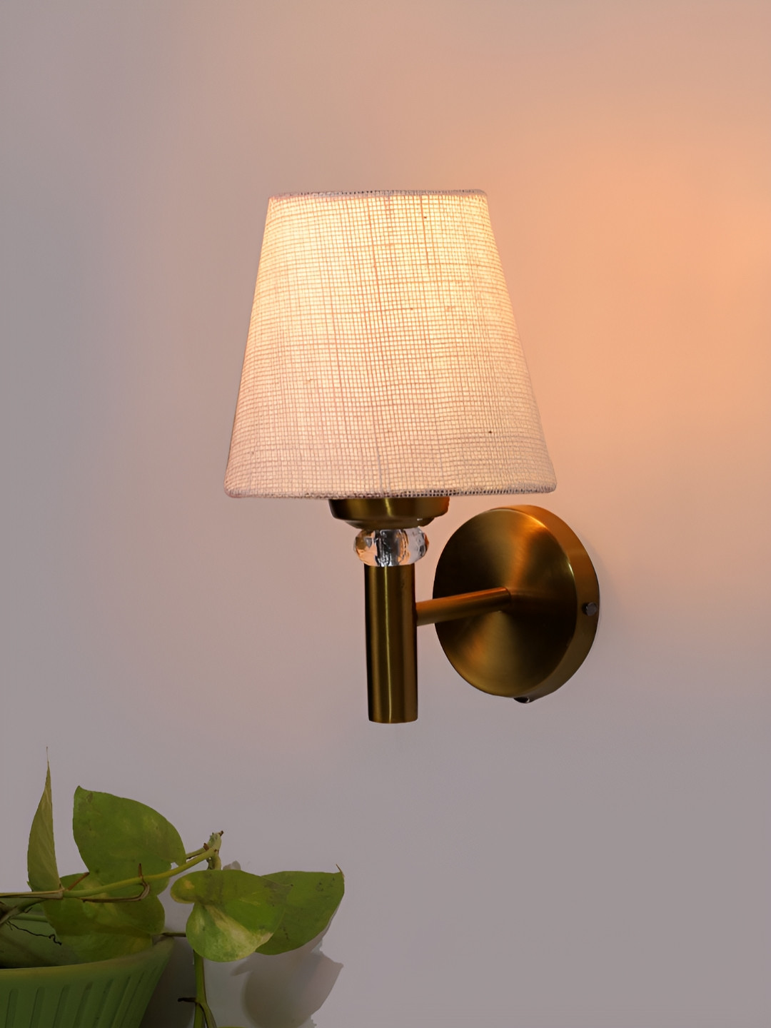 Devansh White Glossy Jute Wall Lamp With Shade