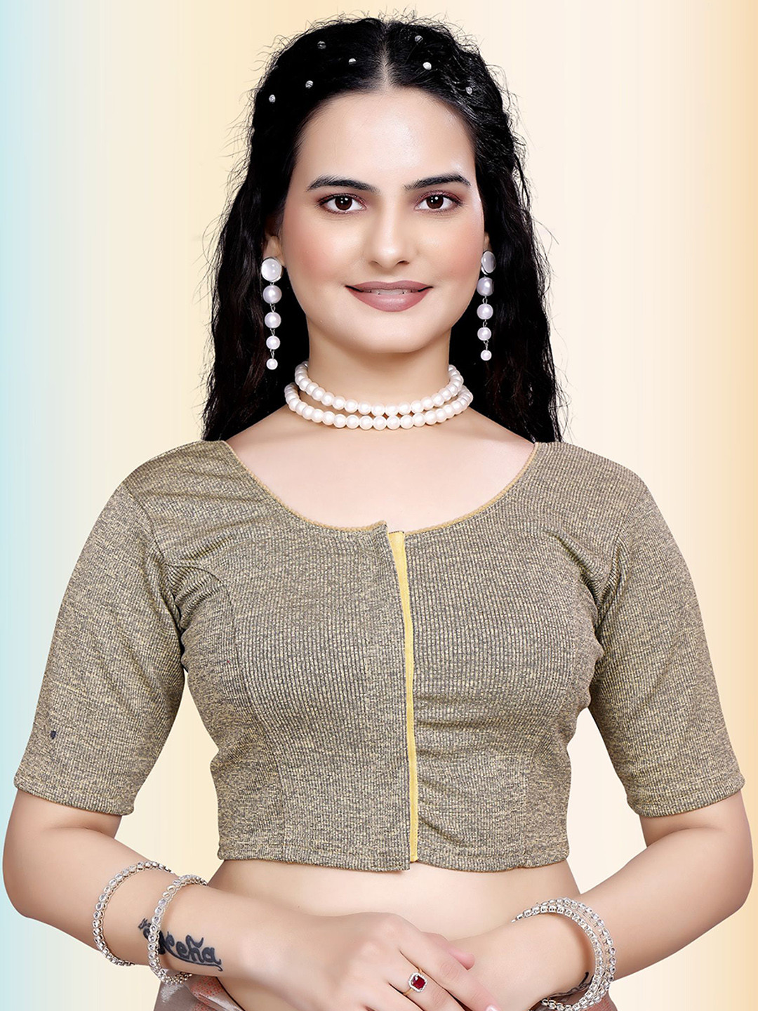 TANISHM FEB TEX Round Neck Cotton Saree Blouse