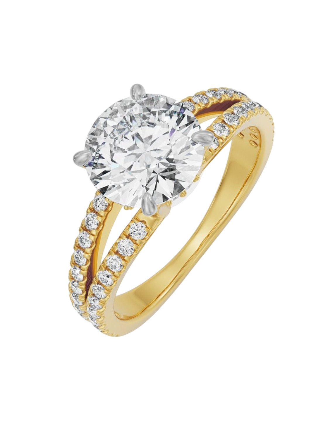 Emori Split Lab Diamond Band Round Engagement in 14KT Gold