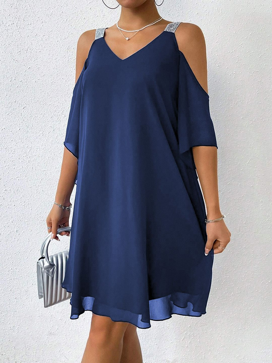 JC Mode Cold-Shoulder A-Line Dress