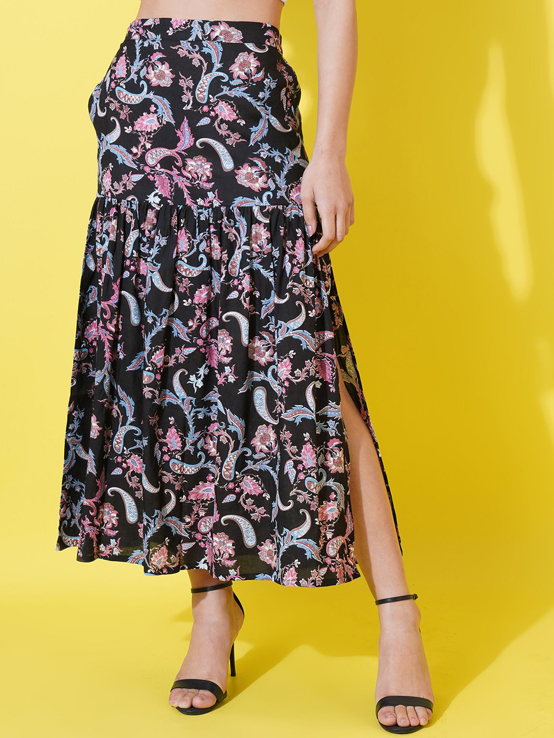 FebQ Printed Flared Maxi Skirt