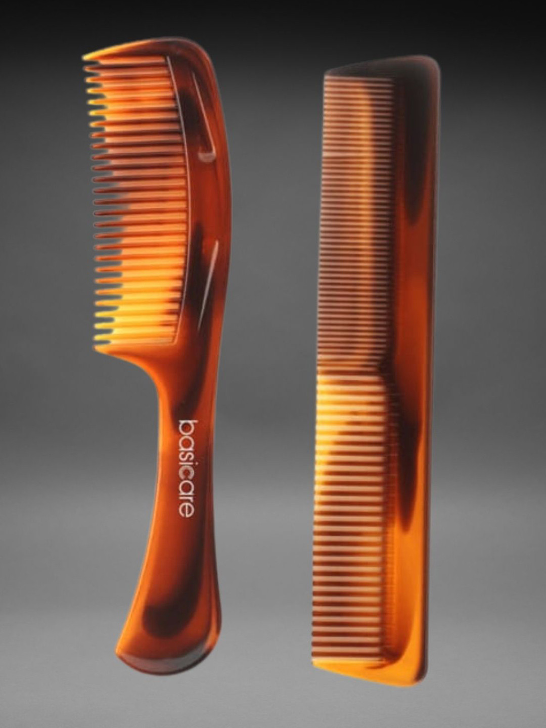 basicare Set Of 2 Wide Teeth Wet Care & Dressing Detailing Hair Combs - Brown