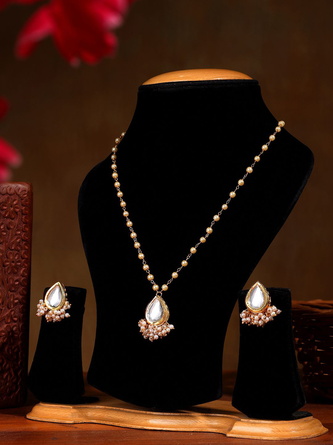 AARSEE OFFICIAL 22KT Gold Plated Pearl Chain Necklace Set