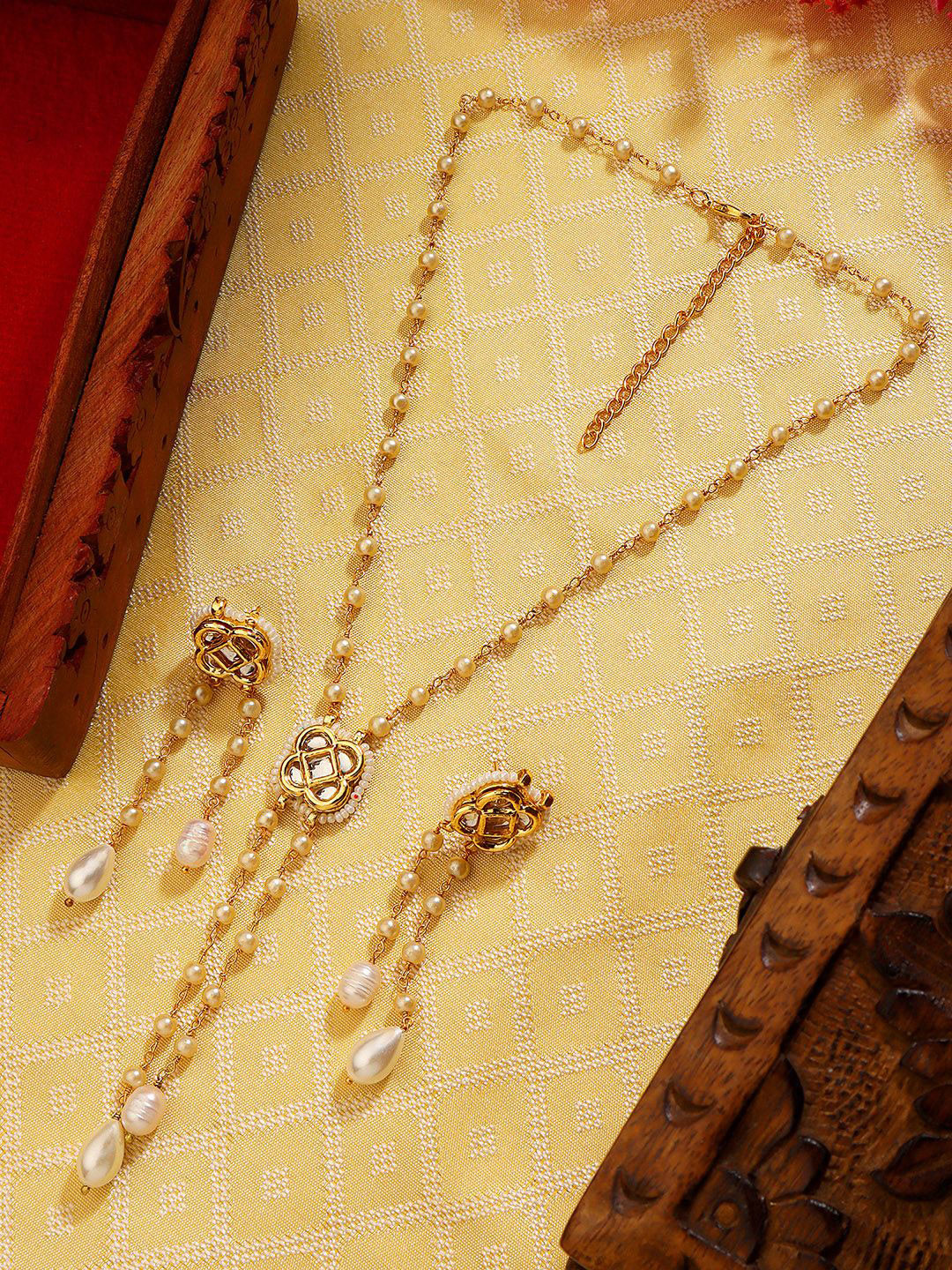 AARSEE OFFICIAL 22KT Gold-Plated Charmed Pearl Chain Necklace Set