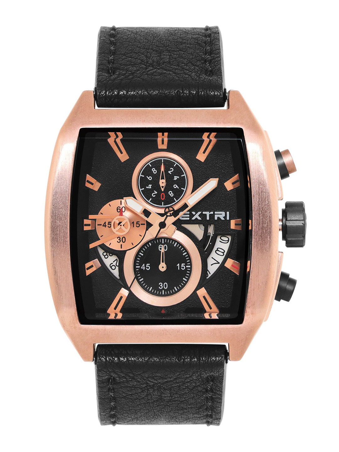 EXTRI Men Dial & Leather Textured Straps Analogue Watch X6075-E