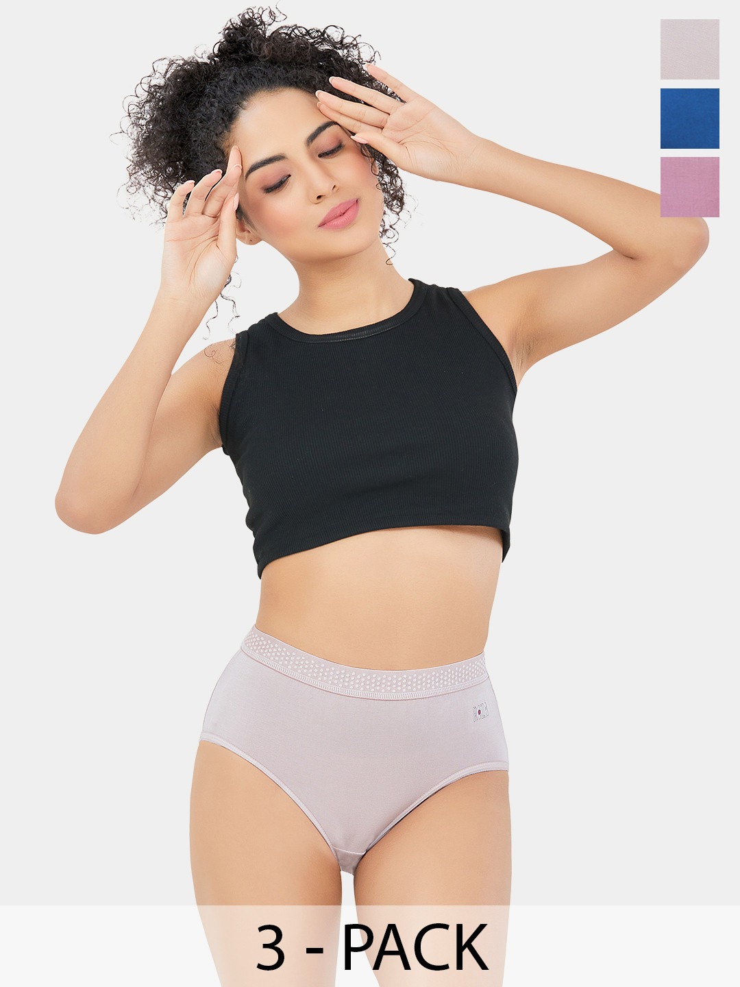 Trylo Pack Of 3 Silkie Woman's Full Hip Coverage Ultra Soft Outer Elastic Briefs