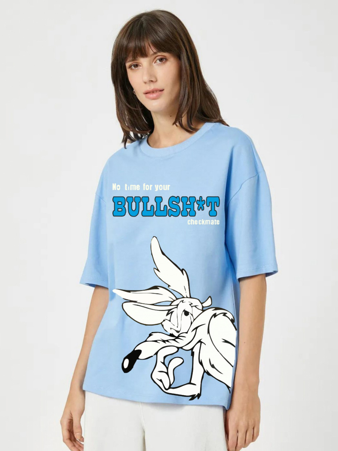 RAYACLOSET Women Sports Printed Oversized T-shirt