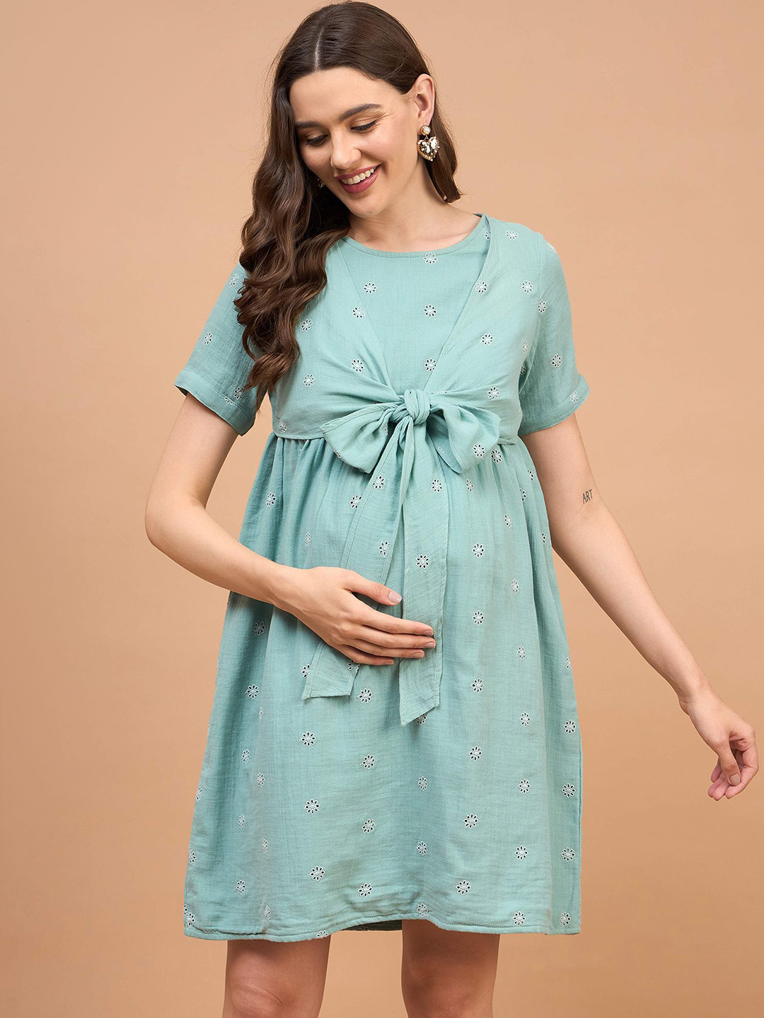 Shades of Sabi Floral Print Mini Maternity Dress