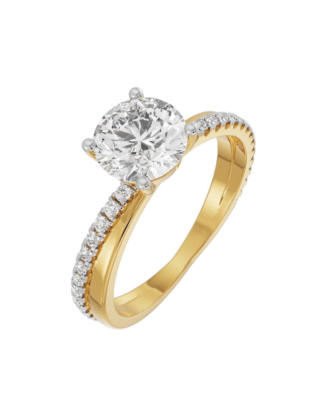 Emori Crossover Solitaire Engagement Lab Diamond Ring in 18KT Gold