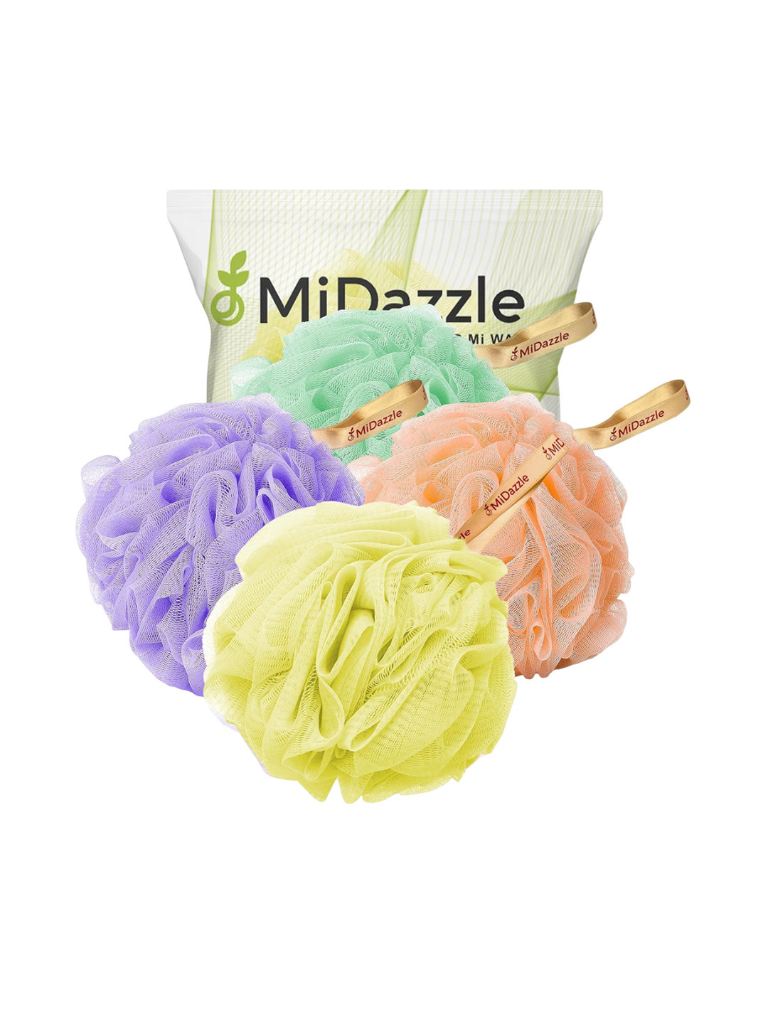 Omidazzle Set Of 4 Luxury Bathing Loofah Sponge Scrubber