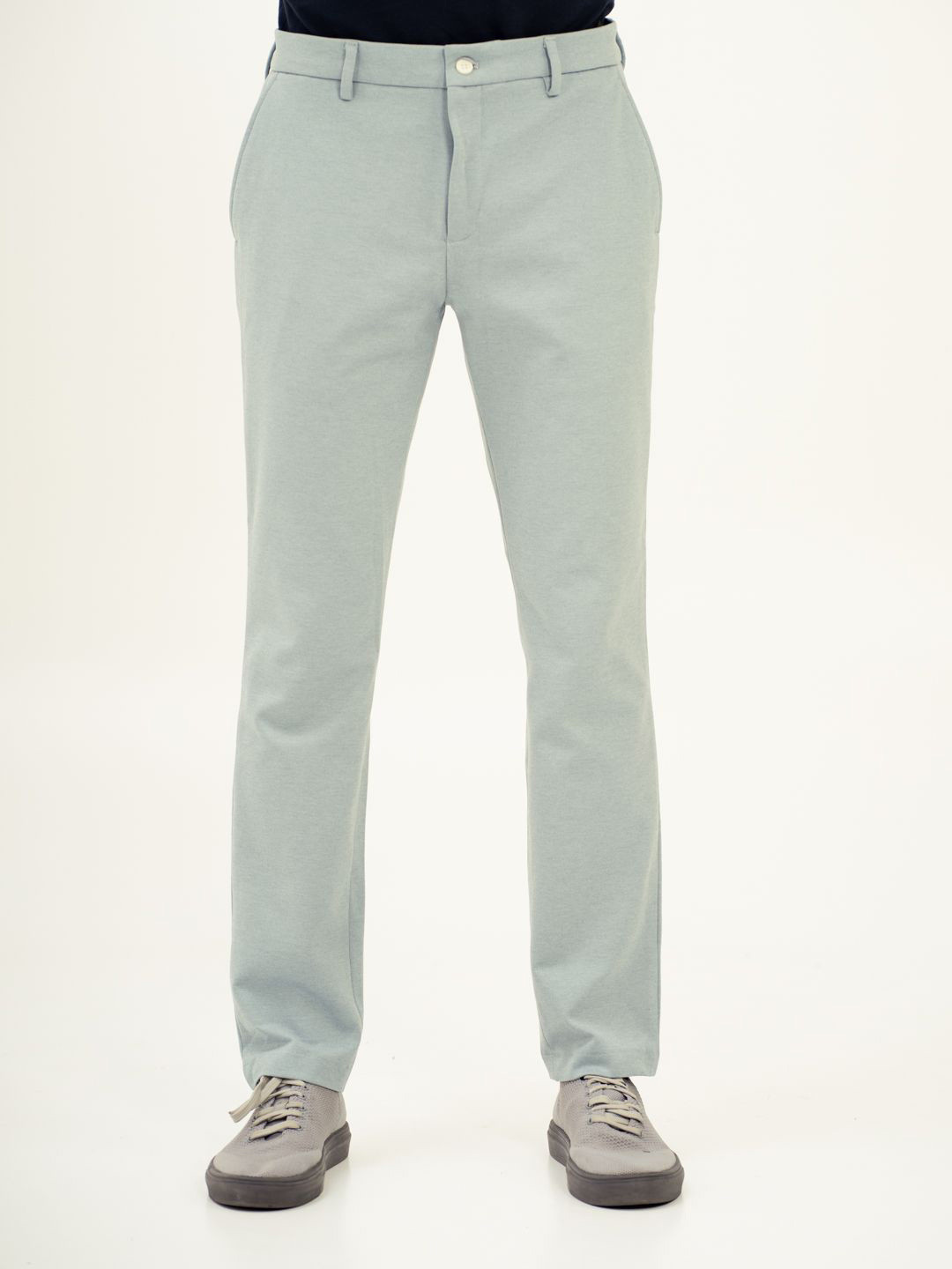 The Pant Project Lagoon Blue Slim-Fit Wrinkle-Free Power-Stretch Knitted Trousers