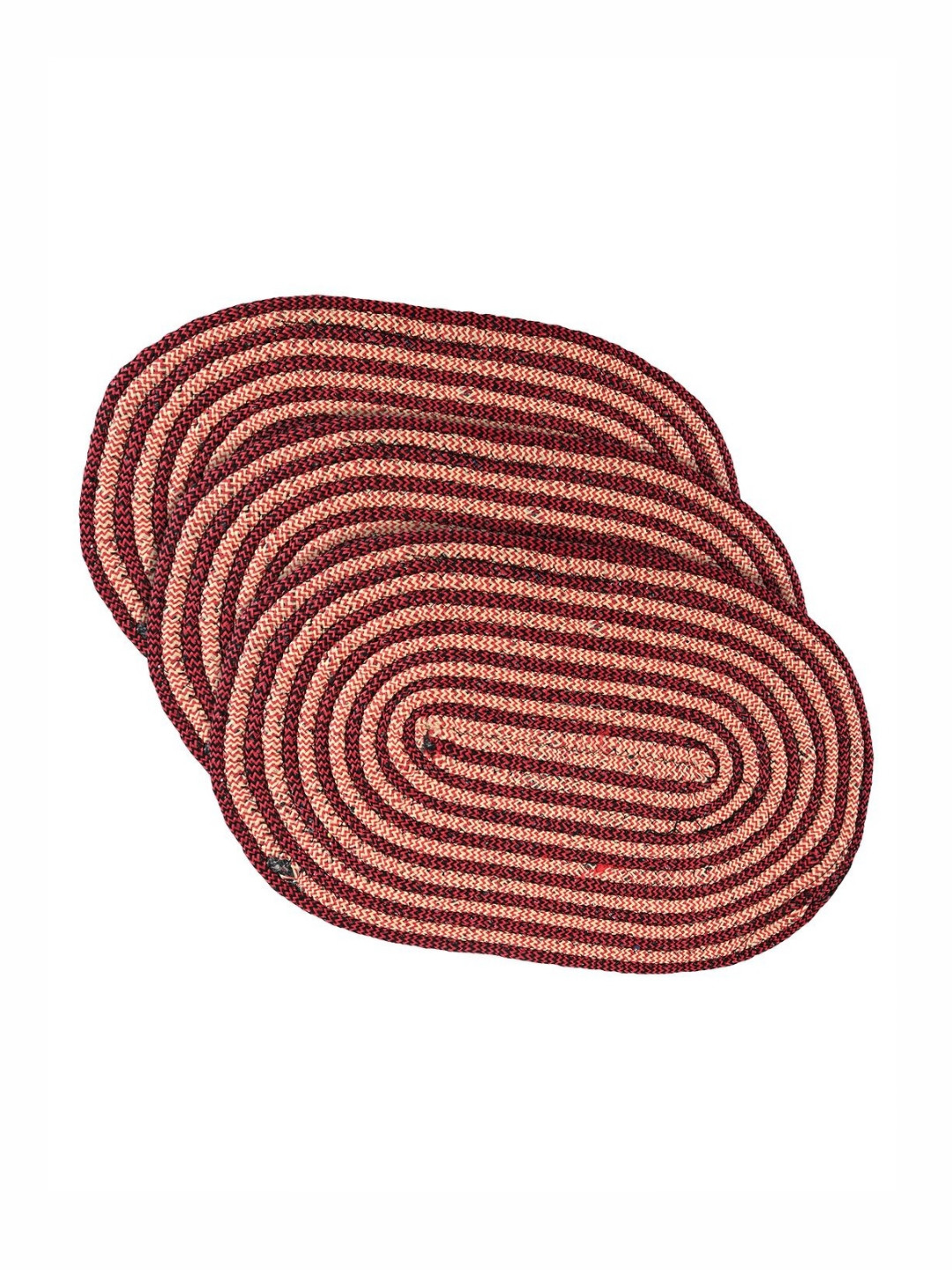 Aura Maroon & Beige 3 Pieces Poly Diamond Textured Cotton Anti Skid Doormats