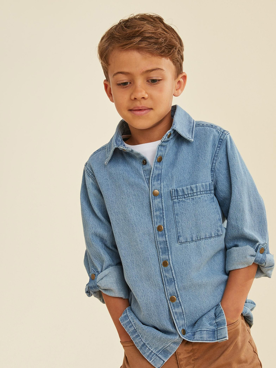 mothercare Boys Pack Of 2 Cotton Denim Shirt Shirt and T-Shirt