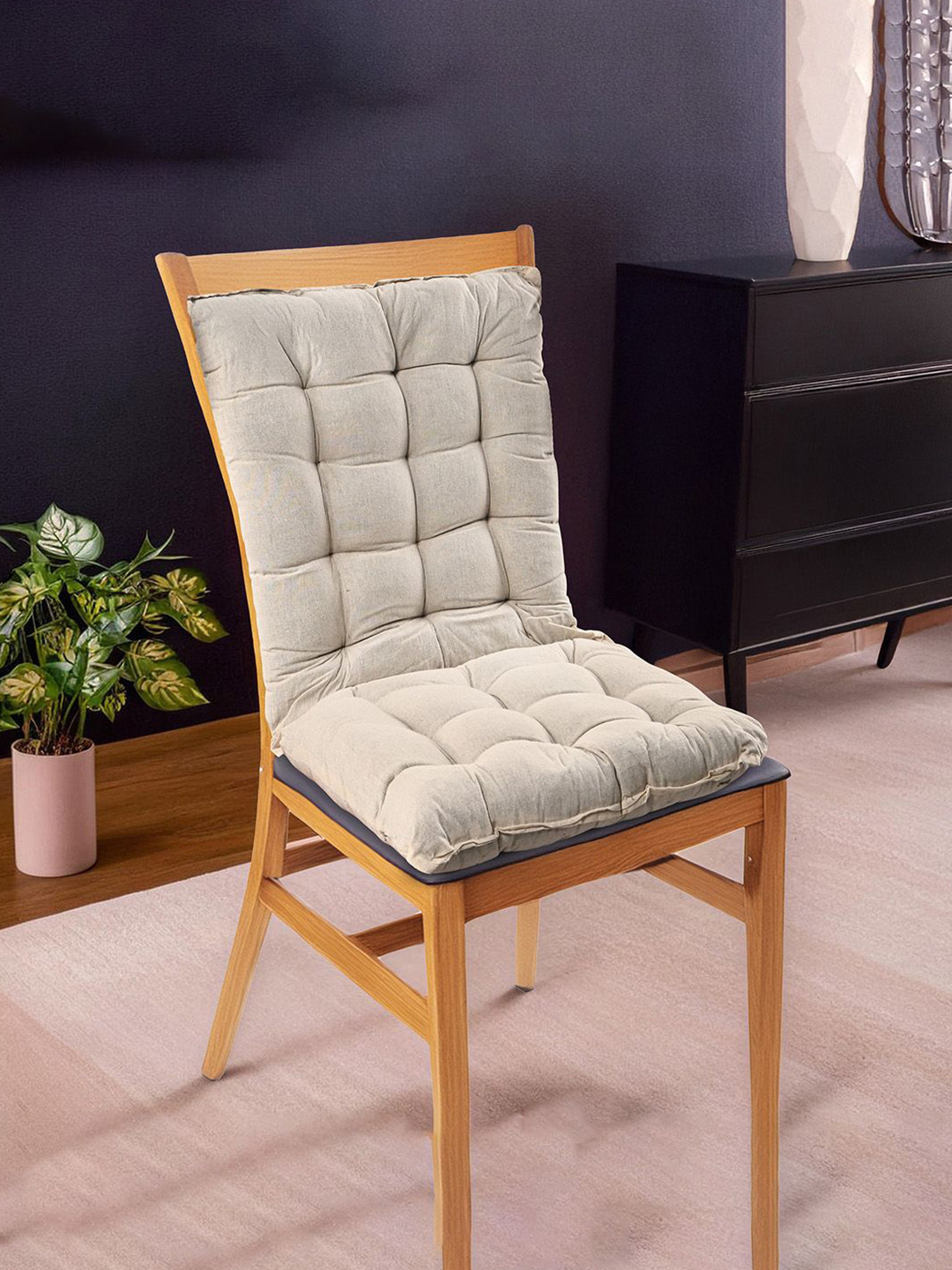 Kuber Industries Cream Colored Cotton Rectangular Chair Pad