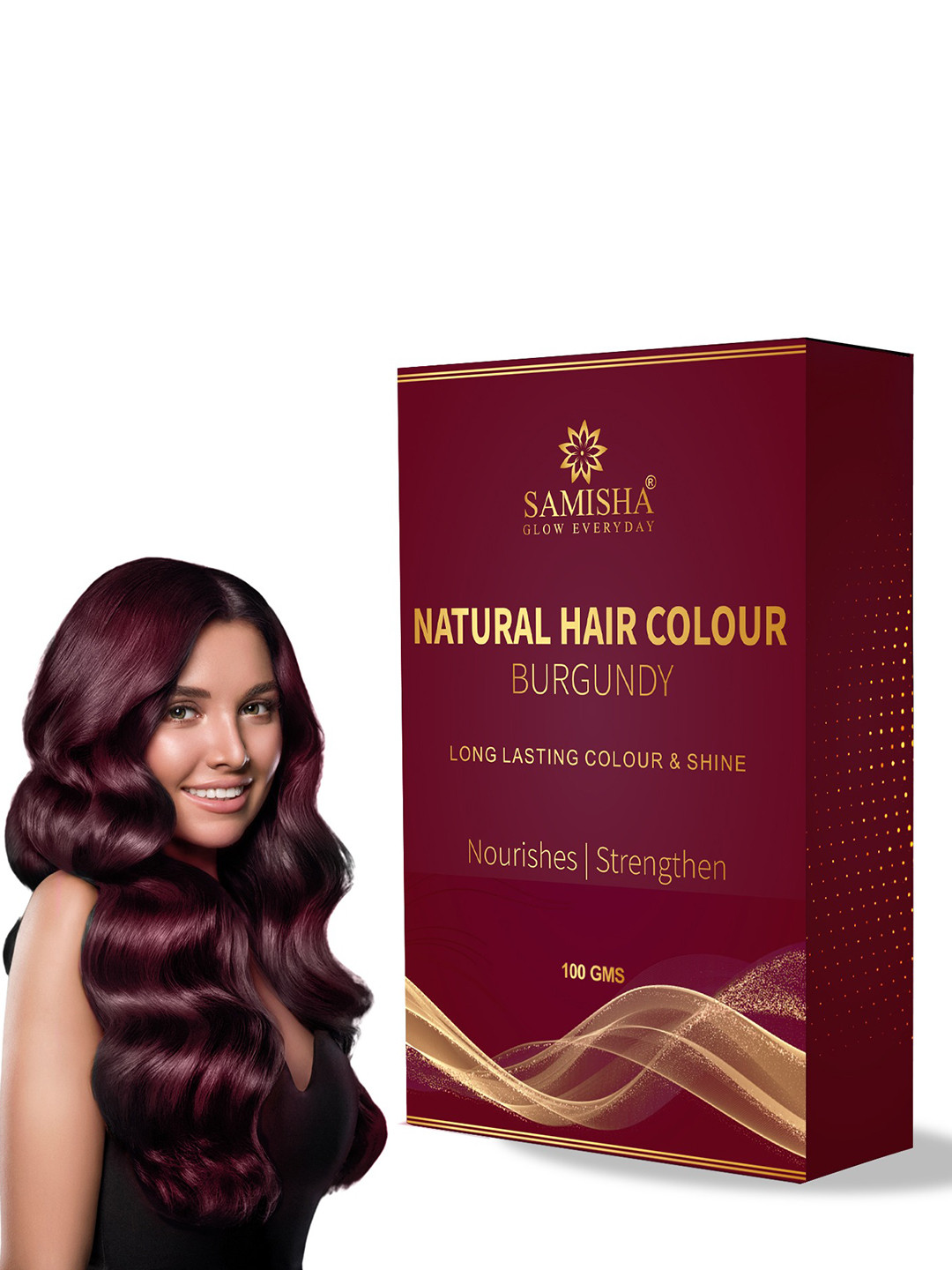 SAMISHA Natural Hair Colour For Long Lasting Colour & Shine 100g - Burgundy