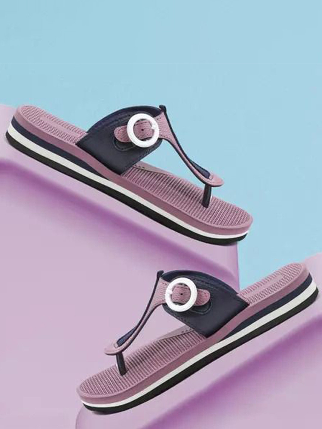 TWO SOFT Women Colourblocked Thong Flip-Flops