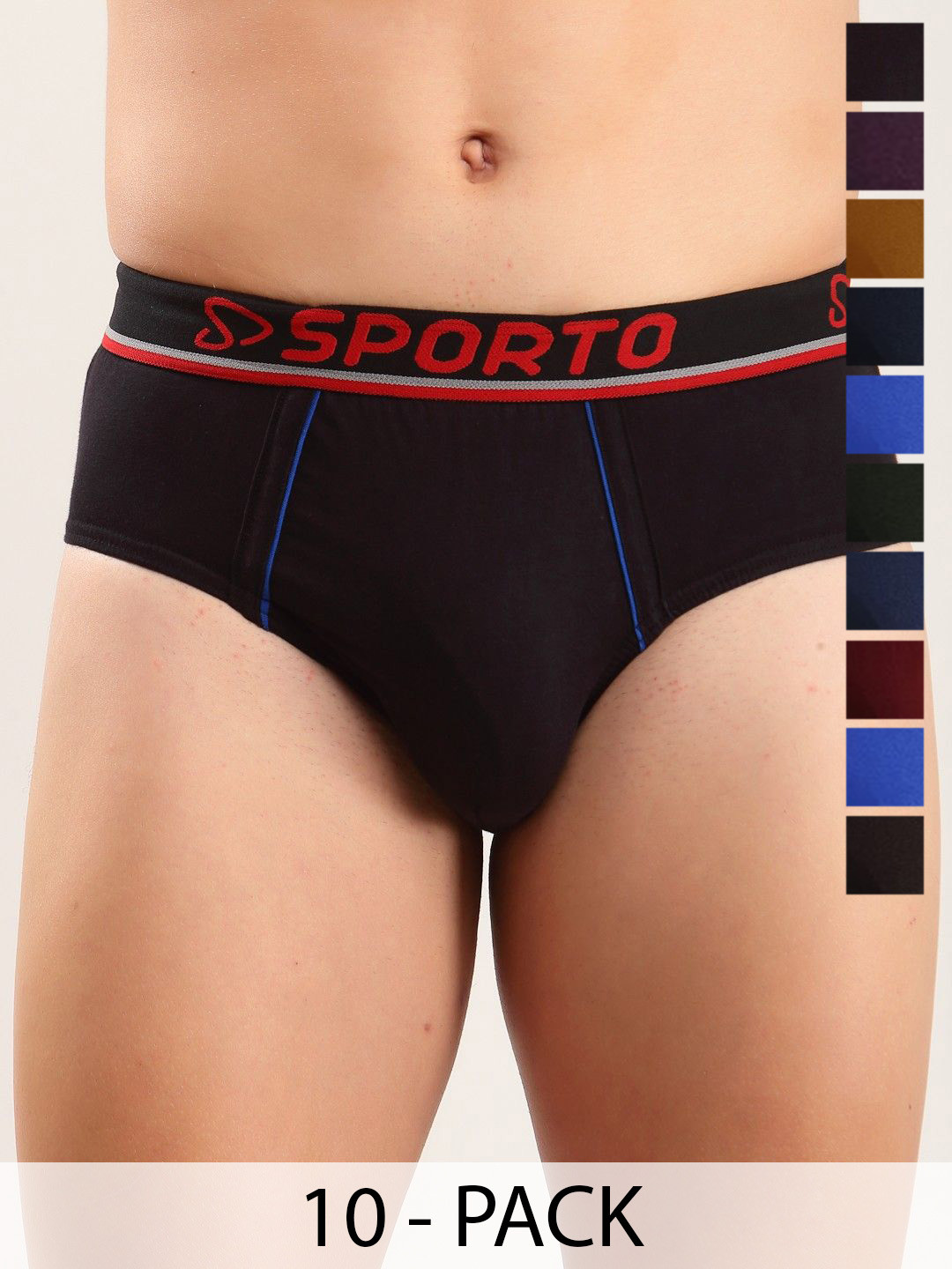 Sporto by Macho Men Pcs-10 Combed Pure Cotton Assorted