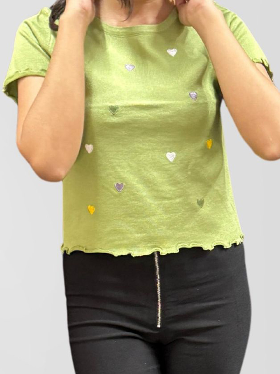 MADE FOR HER LABEL Colourful Heart Patchwork Top for Women in India