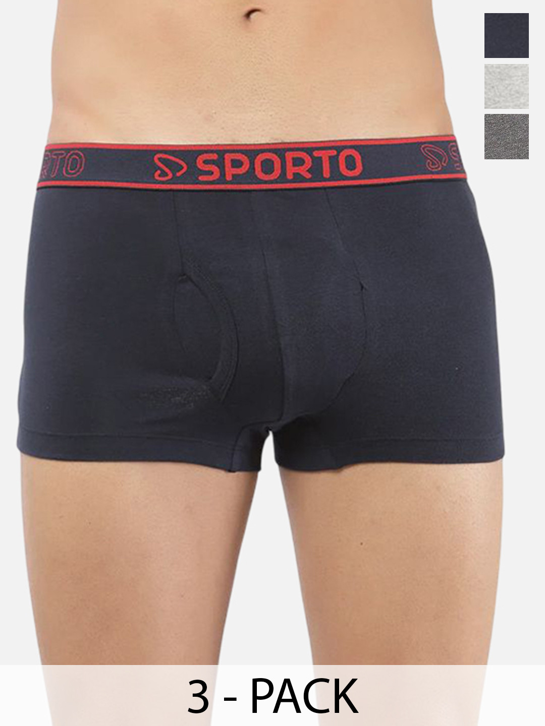 Sporto by Macho Men Pack Of 3 Short Trunk Sprto_M1022-A(1)-G(1)-N(1)-L Trunk