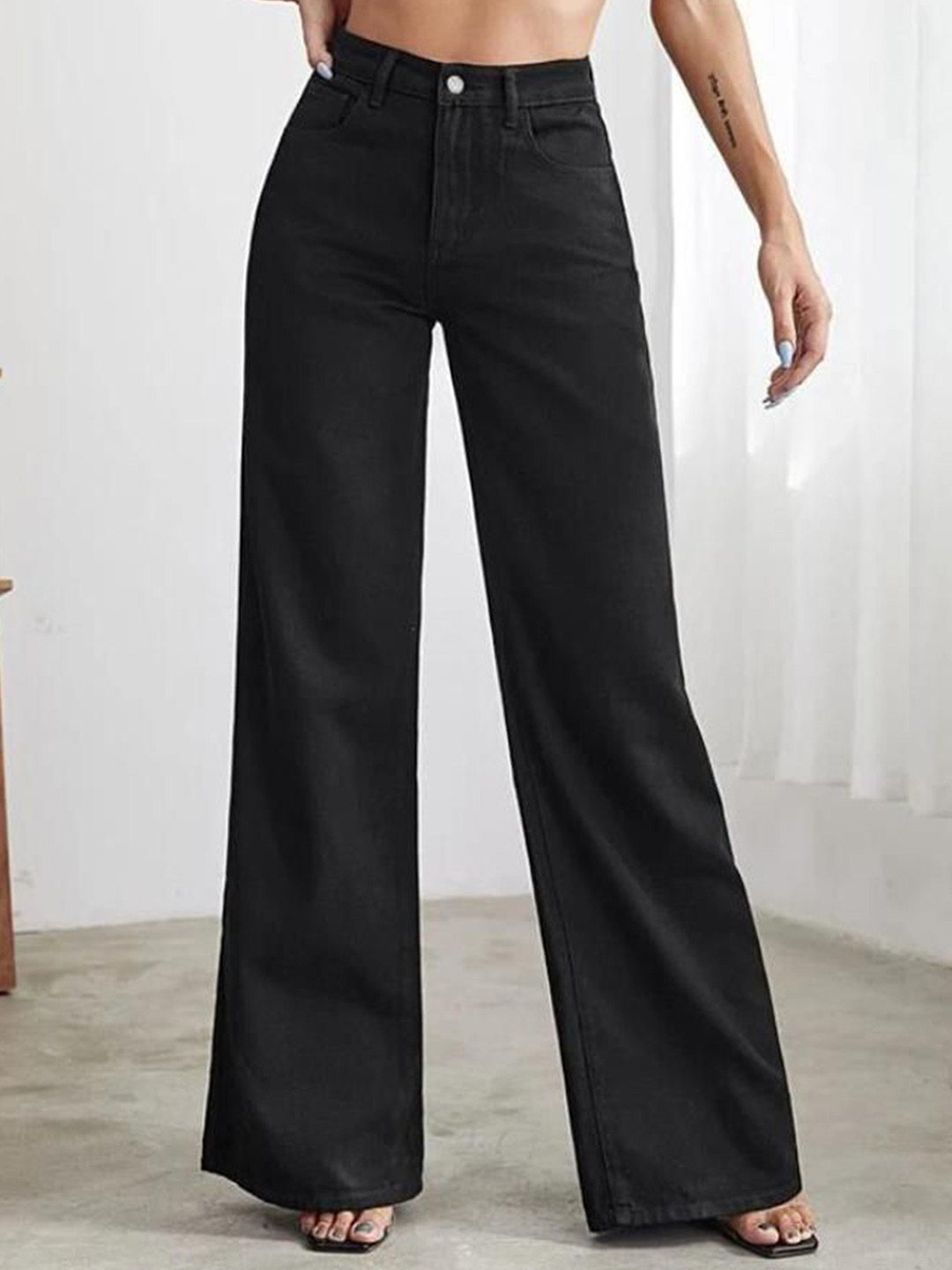 dolsia Women Flared High-Rise Dark Shade Stretchable Jeans