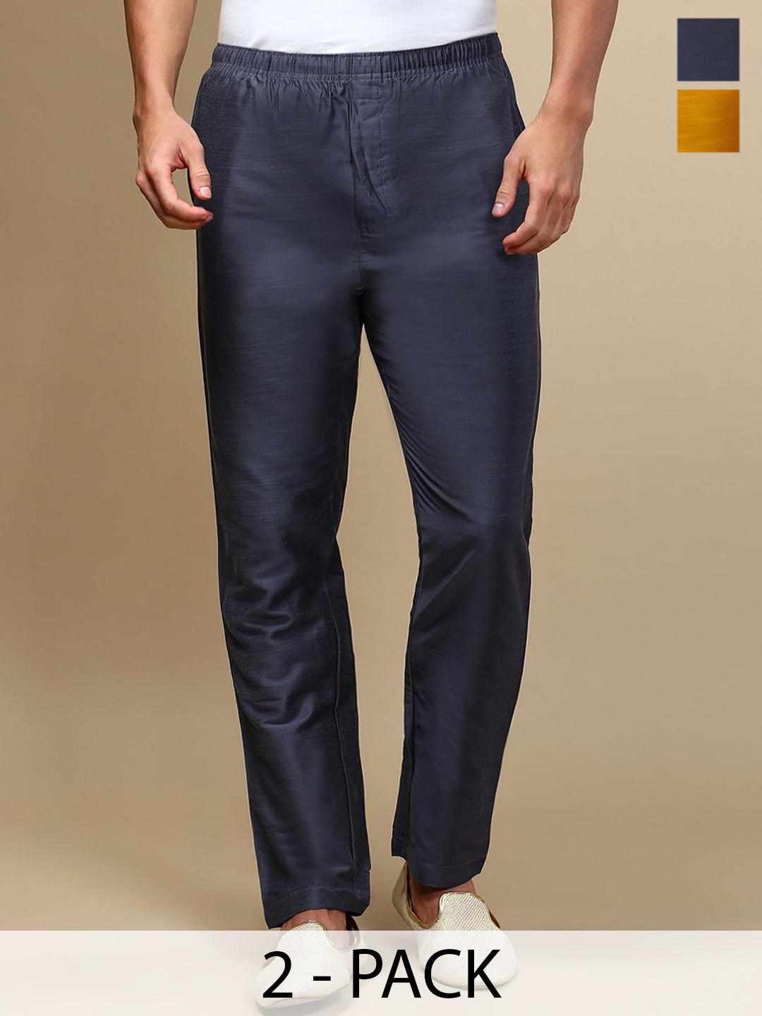 WHITE HEART Men Pack Of 2 Relaxed Fit Mid-Rise Pyjamas