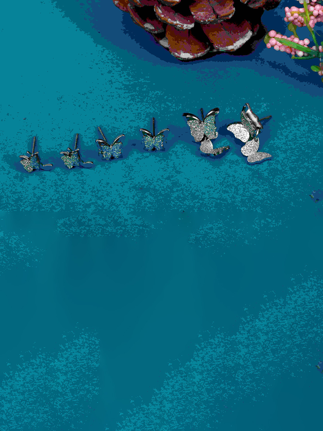 Cazines Set Of 3 Silver-Plated Contemporary Shaped Studs