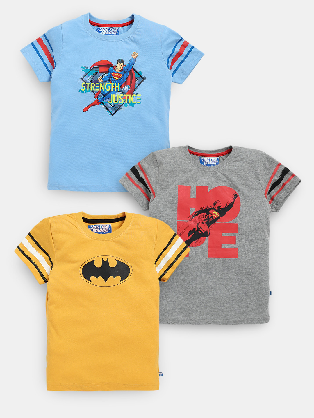 Here&Now X Game Begins Boys Assorted Pack Of 3 Batman Printed Pure Cotton T-shirts