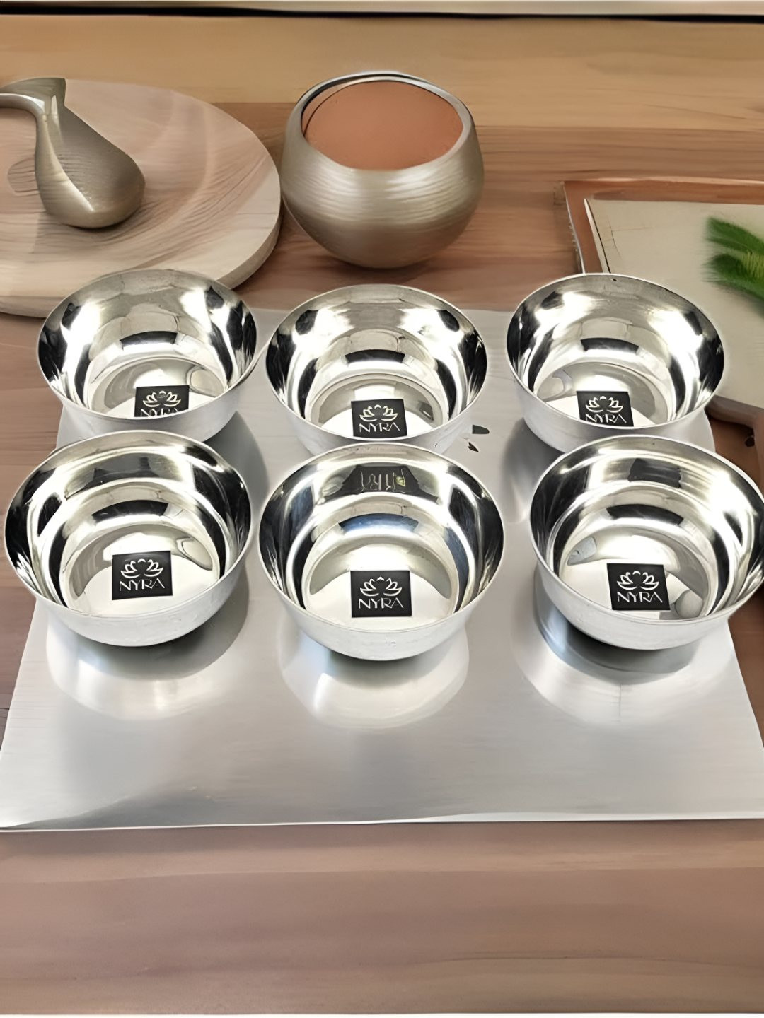 Nyra Kitchenware Steel Coloured 6 Pieces Stainless Steel Dishwasher Safe Serving Bowl