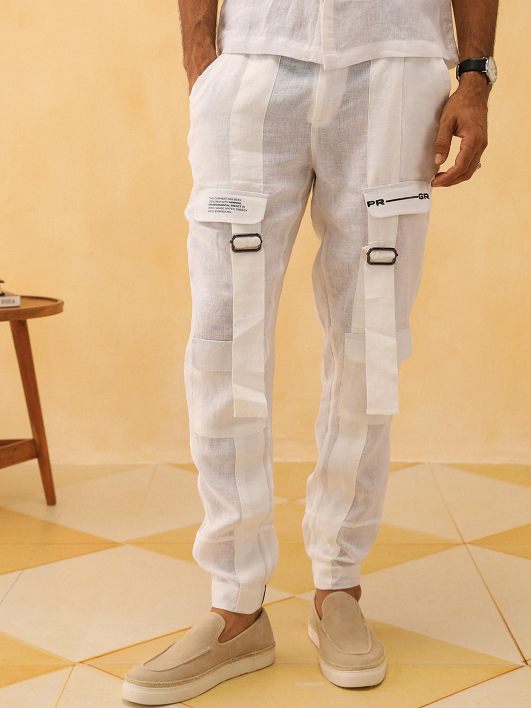 PRIMAL GRAY Men Easy Wash Cargos Trousers