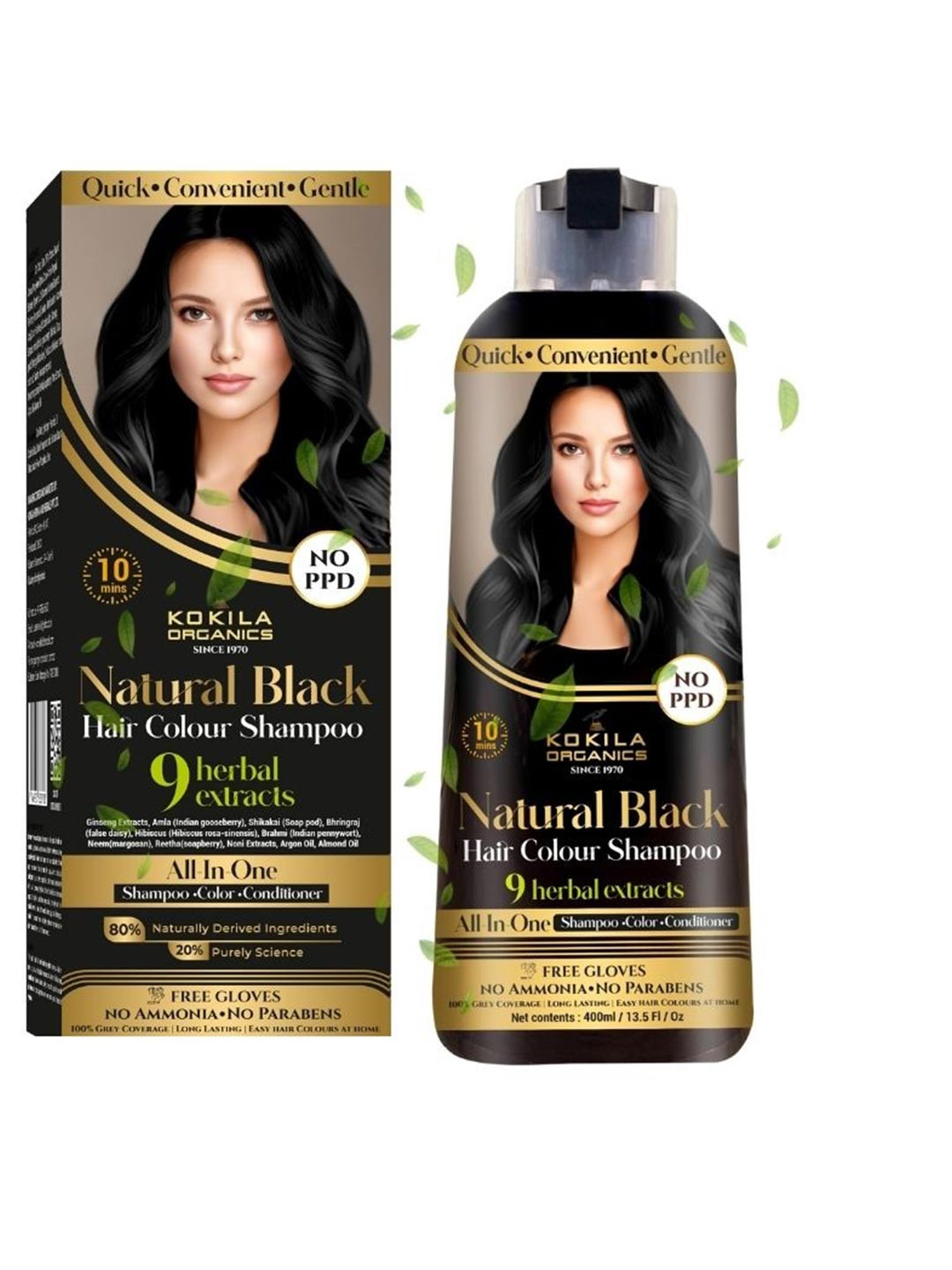 KOKILA Hair Color Shampoo 400 ml Natural Black