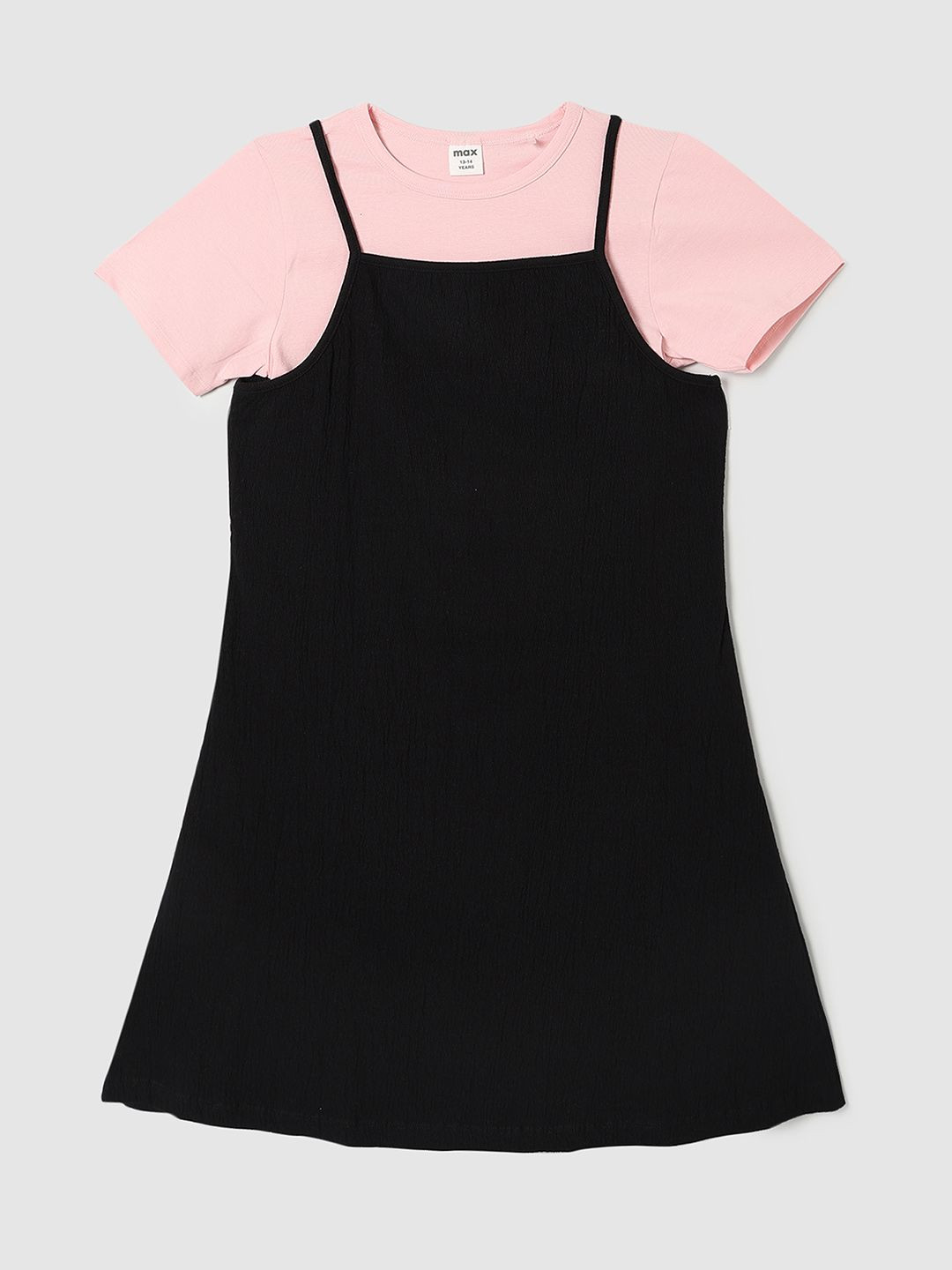 max Girls Shoulder Straps Pure Cotton A-Line Dress With T-shirts