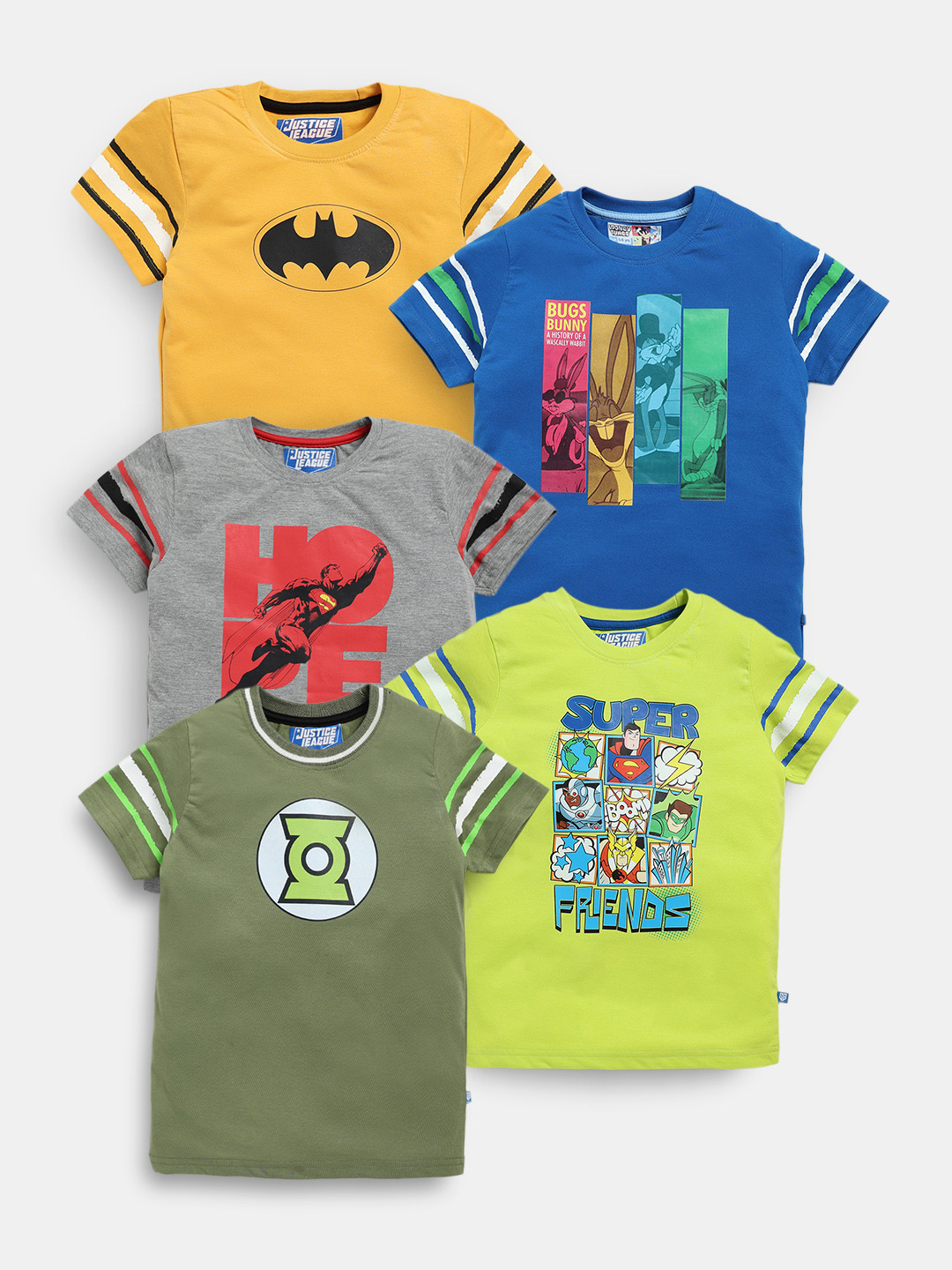 Here&Now X Game Begins Boys Assorted Pack Of 5 Printed Pure Cotton T-shirt