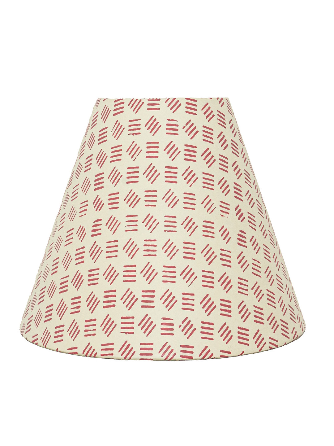 Lampenschirm India Beige & Red Block Printed Cotton Frustum Shaped Lampshade
