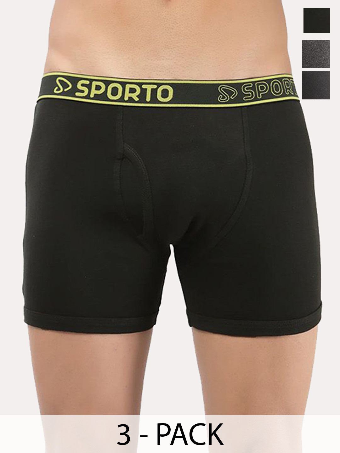 Sporto by Macho Men Pack Of 3 Outer Elastic Trunk Sprto_M1030-A(1)-CH(1)-Olv(1)-L-A_CH_Olv Trunk