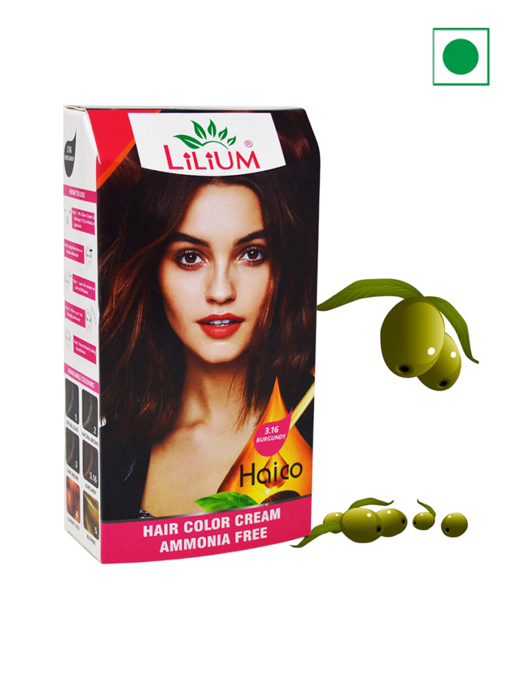 Lilium Haico Hair Color Cream With Olive Oil - 100ml - Burgundy