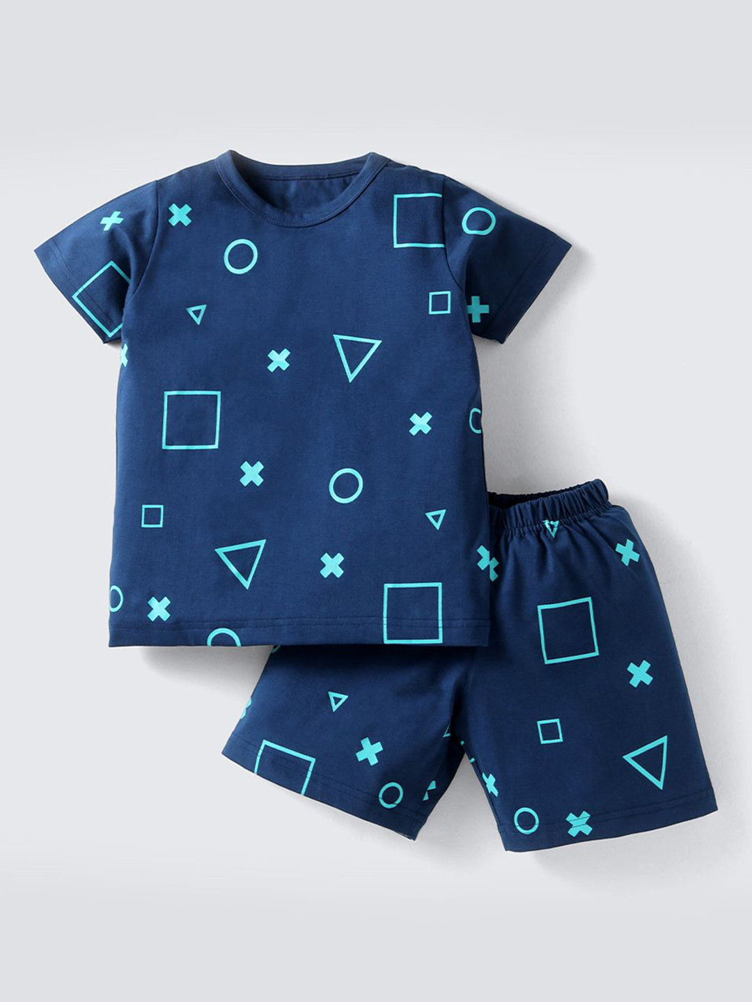 Nite Flite Kids Printed Round Neck Short Sleeves Pure Cotton Night suit
