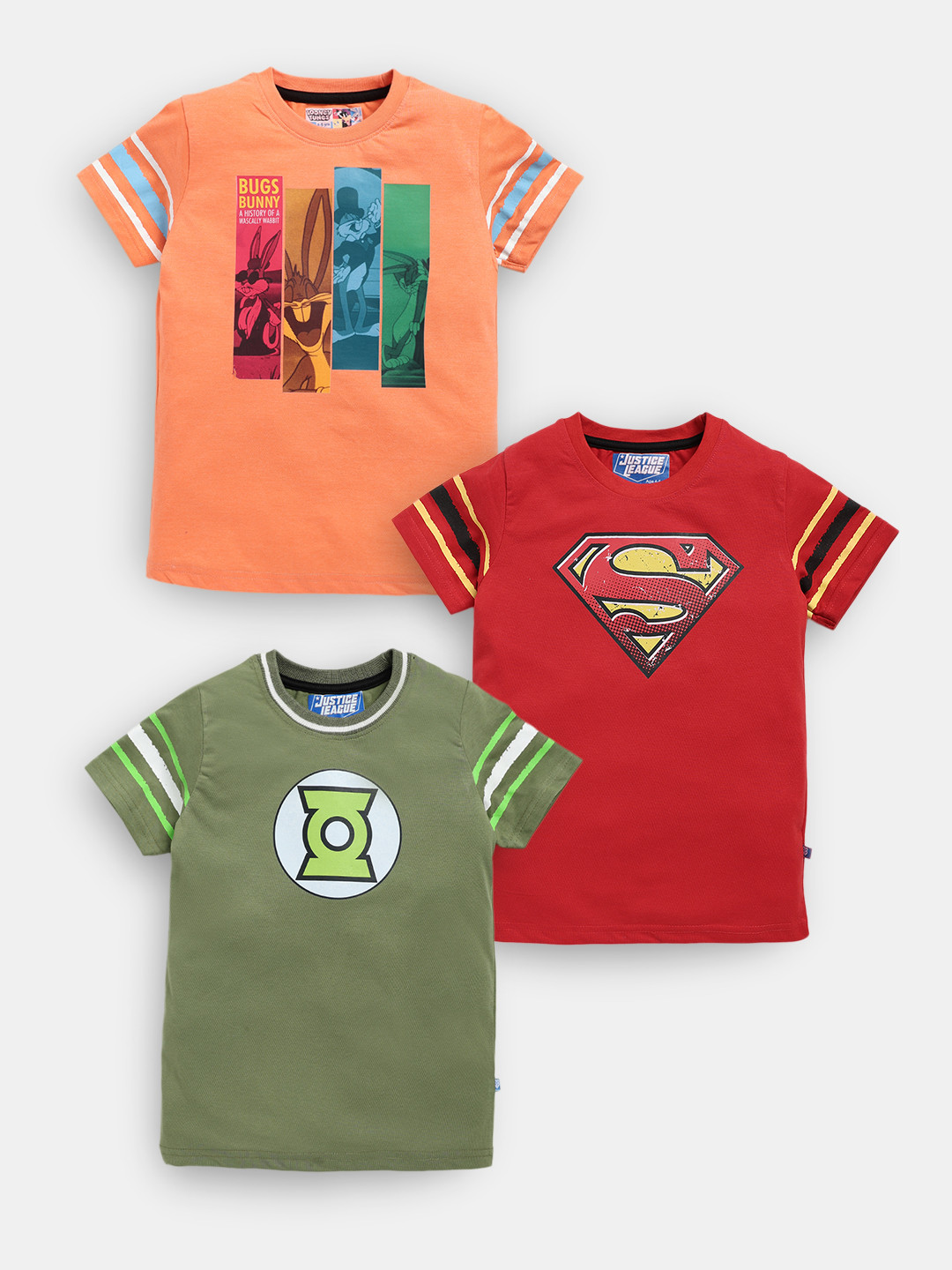 Here&Now X Game Begins Boys Assorted Pack Of 3 Superman Printed Pure Cotton T-shirts